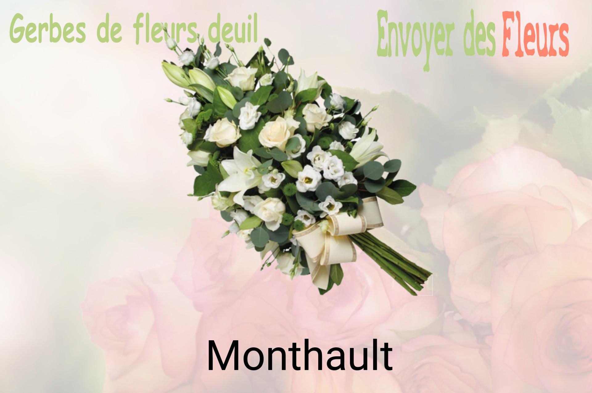 Gerbe de fleurs de deuil livrée à Monthault